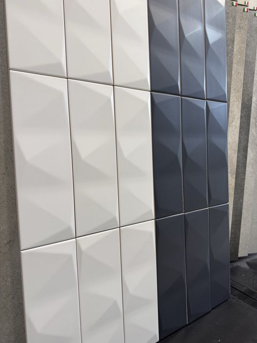 Płytki 10x30 Białe Grafit kafle ścienne cegiełka 3D Struktur WYPRZEDAŻ