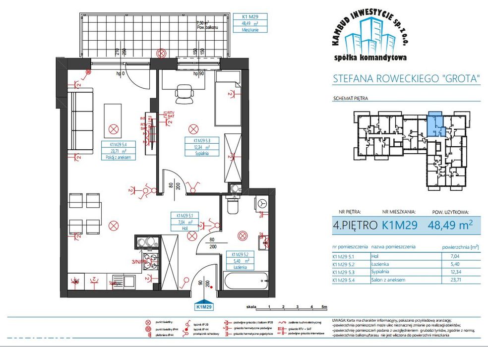 Mieszkanie 48,49m2 dwupokojowe