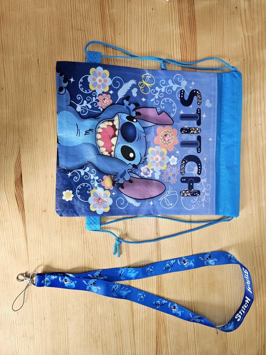 Zestaw Stitch worek i smycz do kluczy telefonu