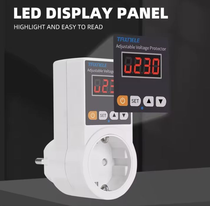 ‼️Реле напруги в розетку з дисплеєм Taxnele 220В 16А‼️