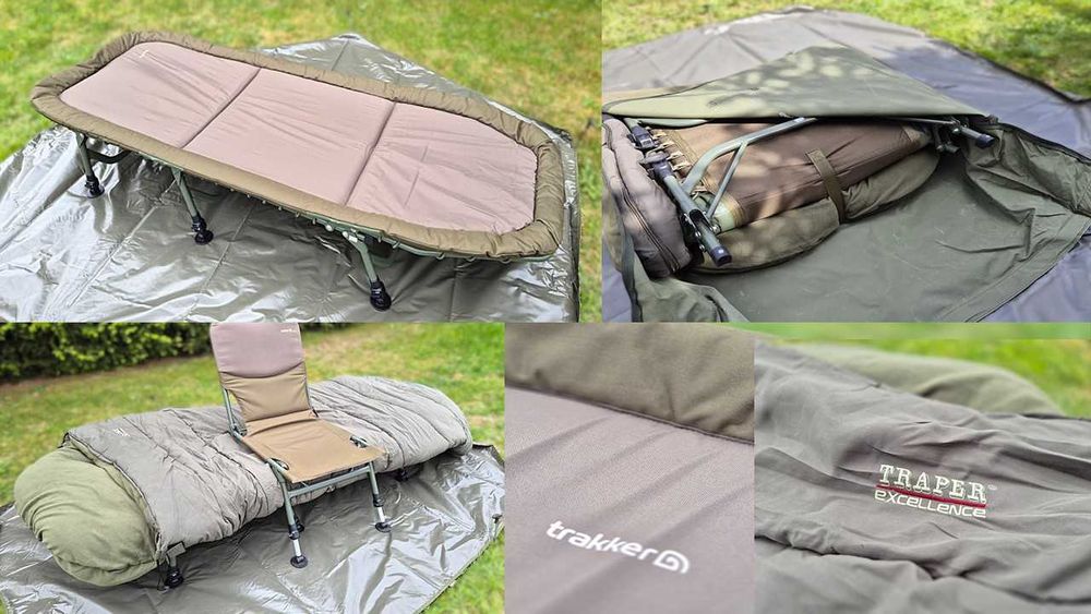 Łóżko Trakker RLX Flat-6 Superlite Bed - duży komplet - fotel Trakker RLX Nano Chair  + śpiwór + pokrowiec + organizer
