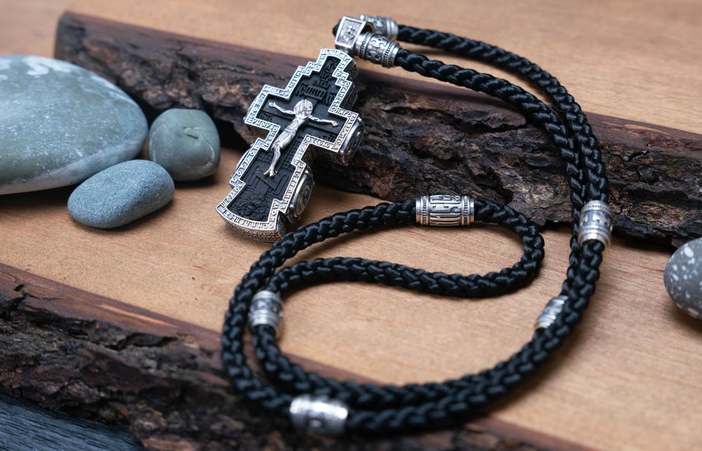 Крест эбеновое дерево, серебро 925 пробы