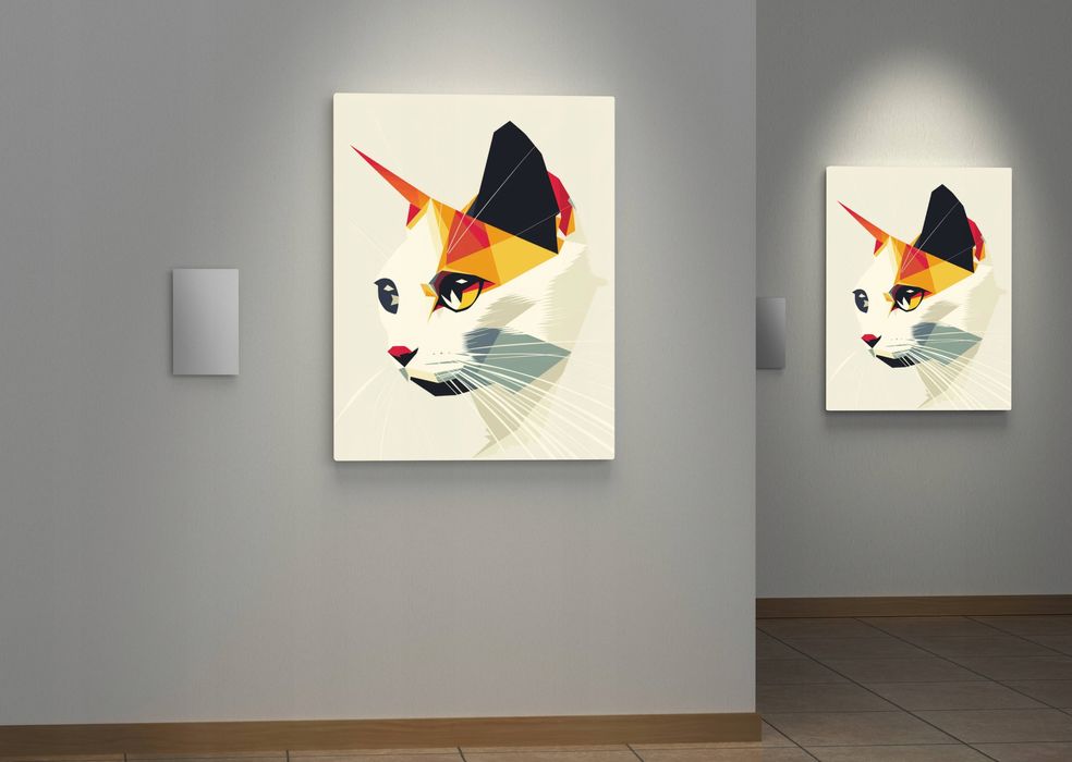 Obraz na płótnie "Geometryczny Kot w Abstrakcji" 30x40 cm