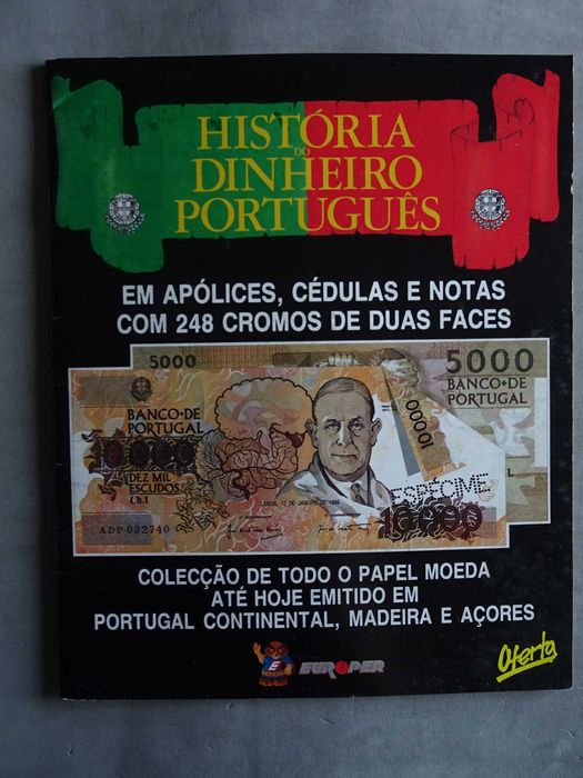 Caderneta de cromos História do Dinheiro Português (tem 101 cromos)