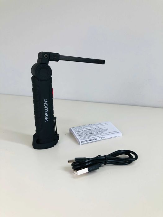 Przenośna lampa robocza z magnesem i obrotem 360° – USB, COB multitool