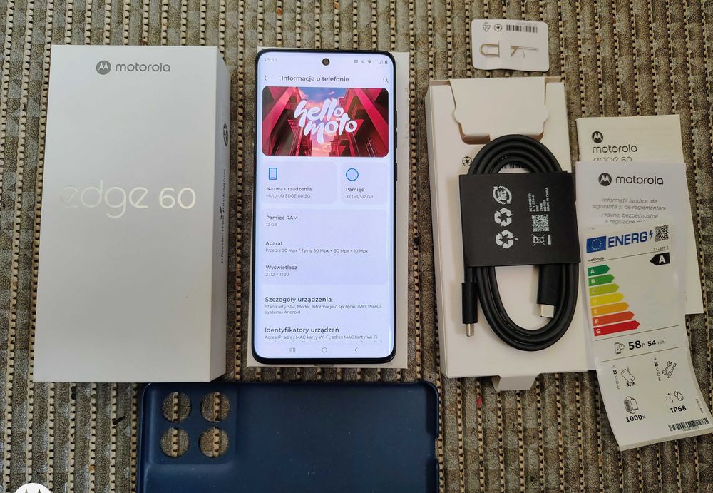 Motorola EDGE 60 12 / 512GB Gibraltar Blue - stan jak NOWY