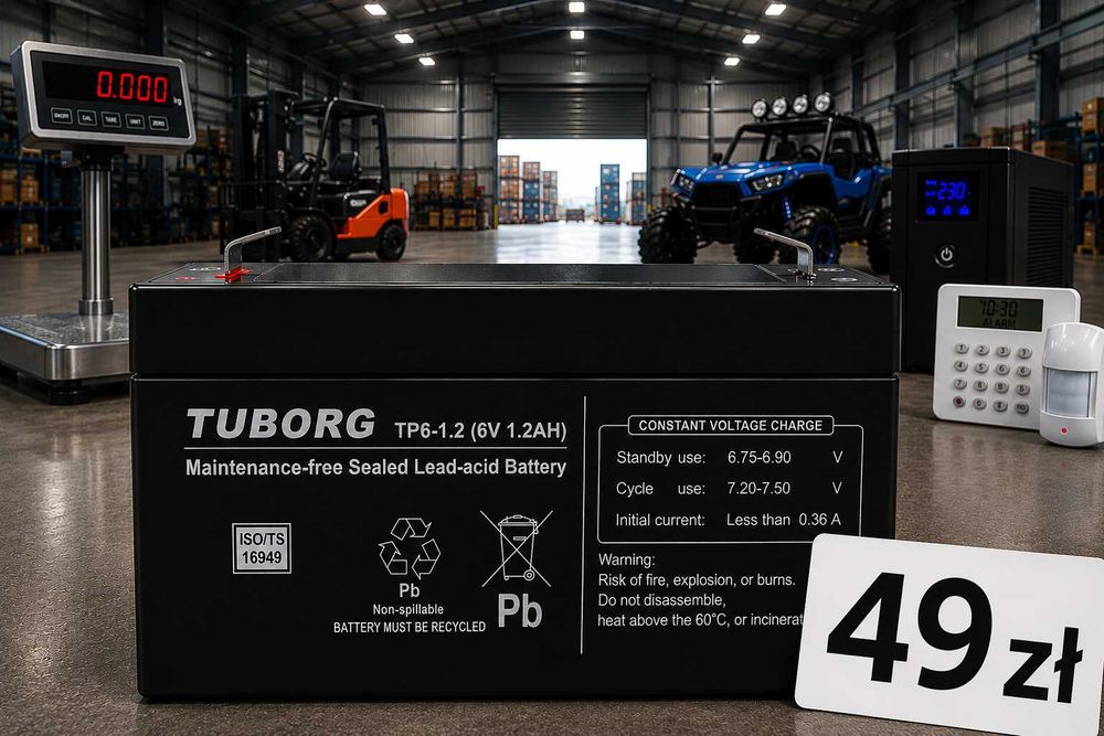 Akumulator TUBORG VRLA AGM  1.2Ah 6V do:  wagi* zabawki* oświetlenia*kasy* alarmu