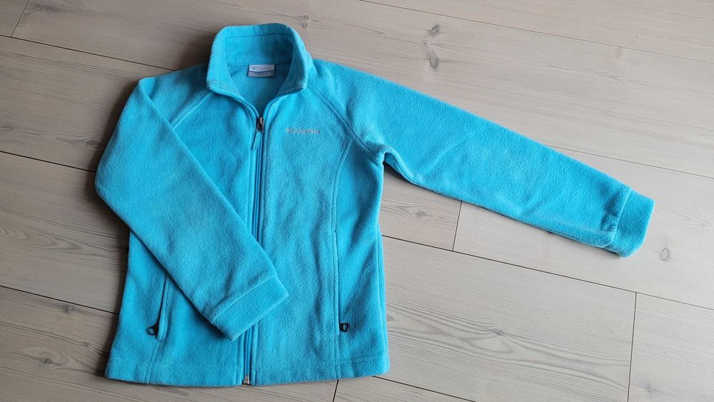 Bluza polar dziewczęcy Columbia błękitna ciepła, stan idealny, krk