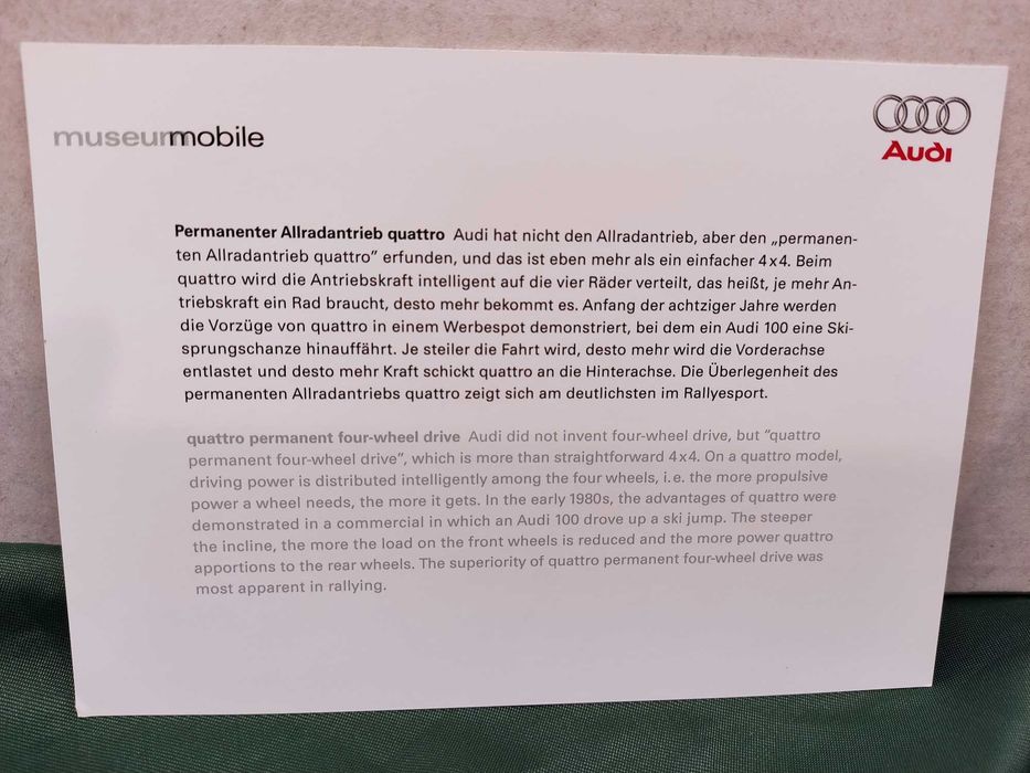 Pocztówka widokówka Audi quattro permanent four-wheel drive