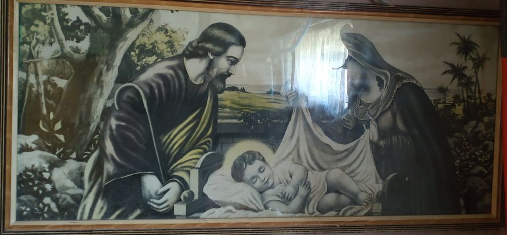 Stary duży obraz rodzina święta Józef Maryja dzieciątko Jezus