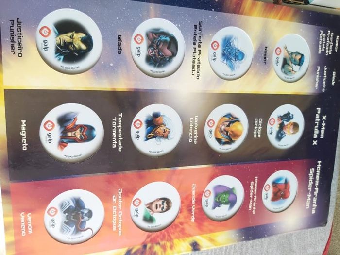Coleção Holográfica "SUPER HERÓIS da MARVEL" Galp 2005 (Completa)