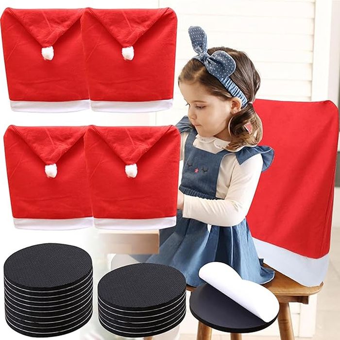 Pokrowce na krzesła 4 szt czapka Mikołaja 50x60cm świąteczne