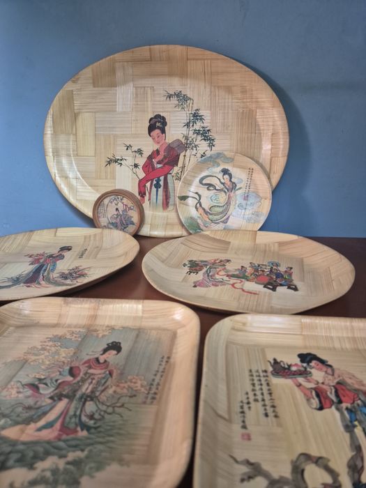 Conjunto pratos bambu