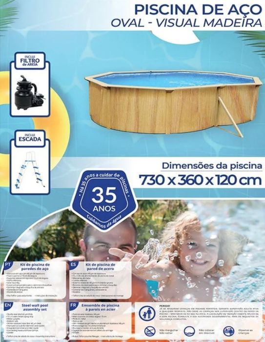 Piscina Aço Oval 7,30x3,60x1,20mt visual madeira
Visual Madeira 
73