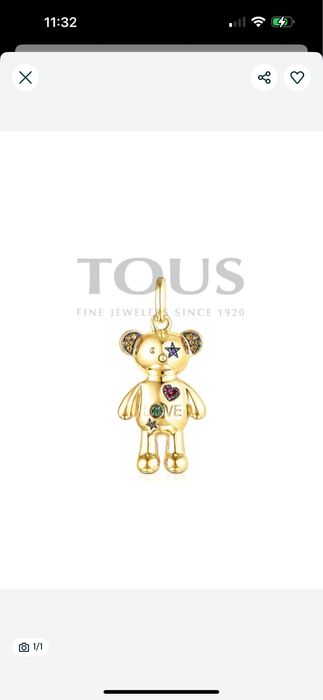 TOUS zawieszka Teddy Bear 2,9cm srebro 925 oryginał