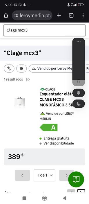 Esquentador eléctrico monofásico
