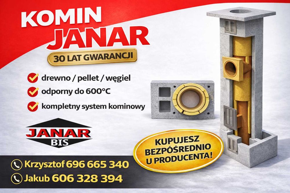 Komin systemowy ceramiczny Janar UNIWERSAL KW2 6M,każdy typ i wysokość
