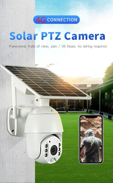 Câmara Painel Solar 8W 360º 1080p Wifi Visão Noturna prova d'água NOVA
