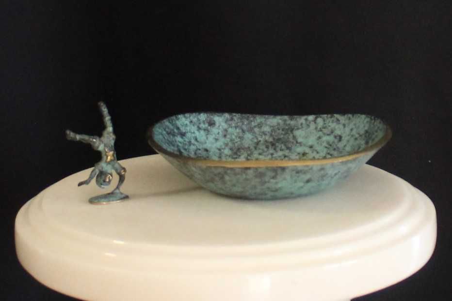 Conjunto vide-poche vintage, anos 40, de tigela de latão maciço