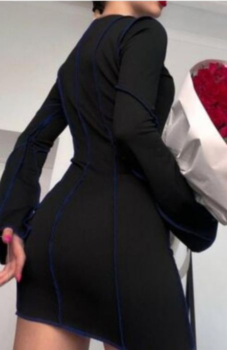 Бежева сукня в рубчик