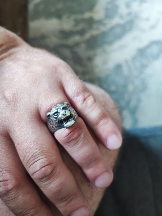 Печатка перстень кольцо тигр серебро