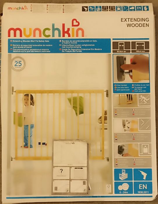 Grade de proteção extensível em madeira - Munchkin - cimo escadas
