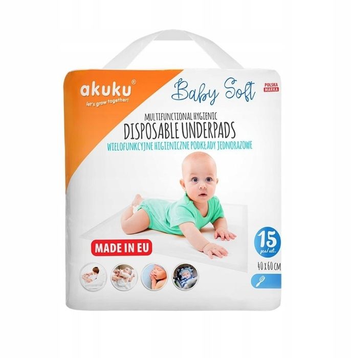 Podkłady jednorazowe 15szt, higieniczne, wielofunkcyjne, 40x60cm