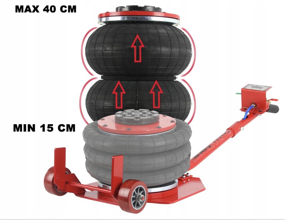 Пневматичний домкрат 3,5 тони • підйом до 41 см  • пневмодомкрат