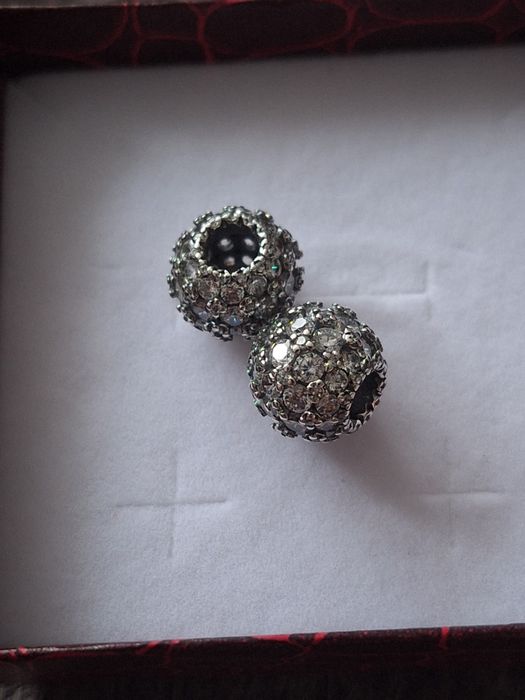 Zestaw 2 sztuk charms lśniący  pave - srebro 925