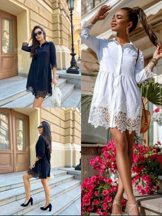 Сукня рубашка платье гипюр леопард синє біле