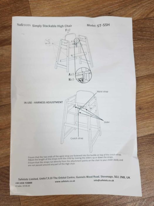 NOWE Drewniane krzesełko do karmienia Safetots naturalne