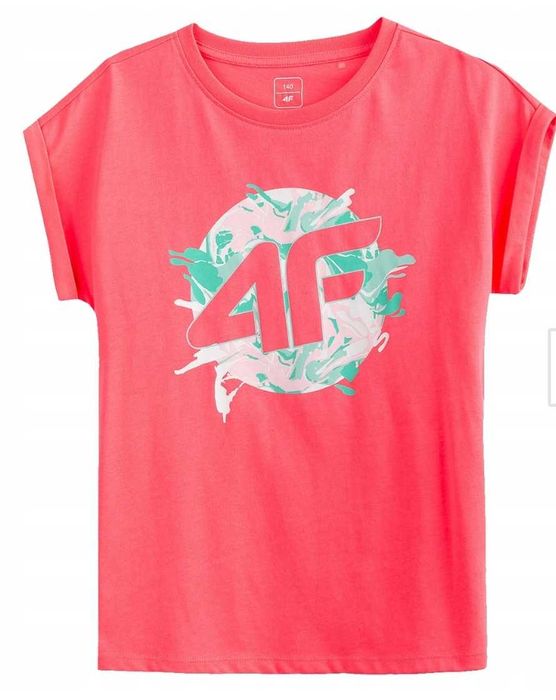 T-shirt dziewczęcy marki 4F róż