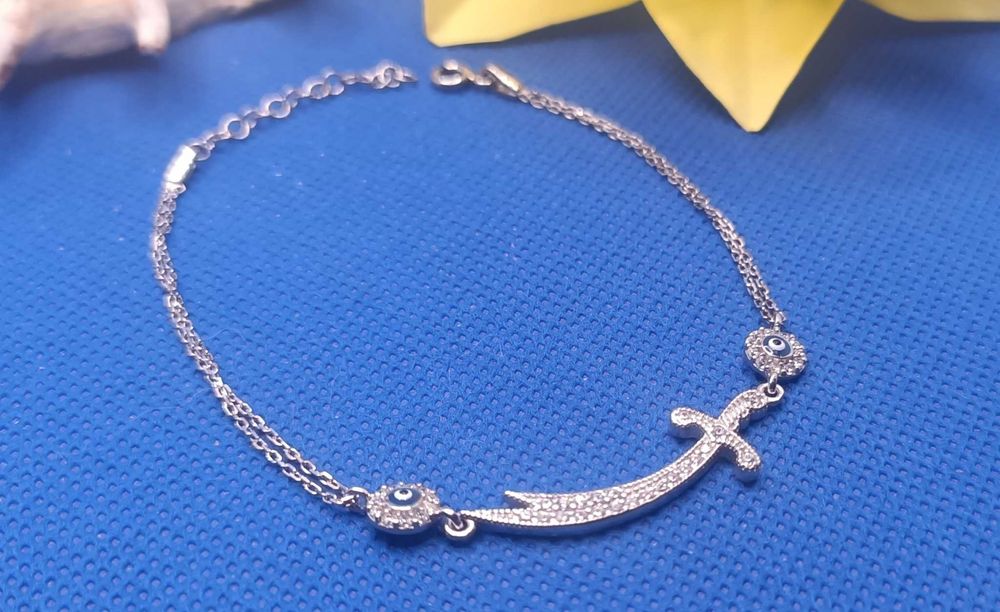 Srebrna Bransoletka Oko Proroka + Szabla Próba 925