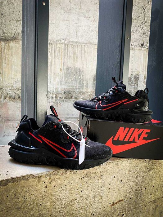 Чоловічі кросівки Nike React Vision "Black/Red" Розміри 40-45