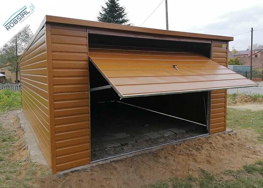 Garaż Blaszany 4x5m drewnopodobny
