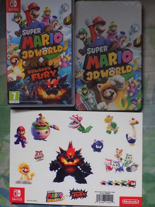 Super Mario 3D World + Bowser’s Fury + komplet 3xA, gra, naklejki, box
