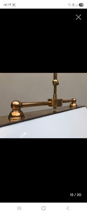 Candeeiro de tecto em latão e vitro (vitral)