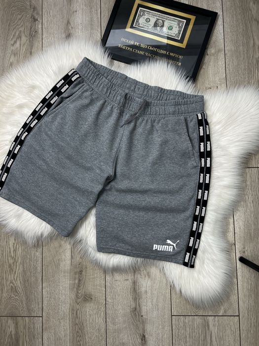 Shorts PUMA Essentials Tape Grey Оригинал | Мужские Шорты с лампасами L
