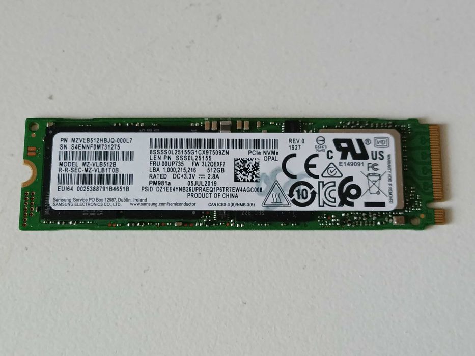 512Gb SSD NVMe Samsung PM981a PCI-E 3.0 m2 2280 Гарний стан
