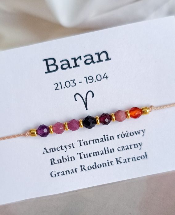 Bransoletka kamienie naturalne minerały znak zodiaku baran