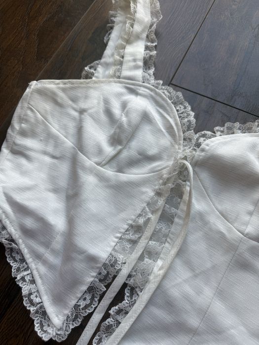 Biały top coquette koronka lace white Xs white lato summer