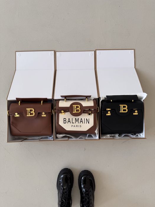 Сумка Balmain B-Buzz Congnac коричнева, чорна