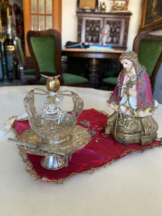 Espírito Santo Prata Portuguesa Contrastada 12 cm Açores Arte Sacra