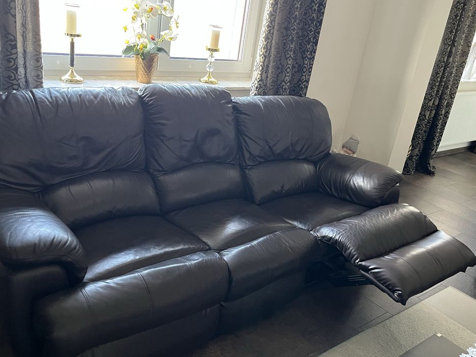 Komplet wypoczynkowy meble zestaw skora naturalna