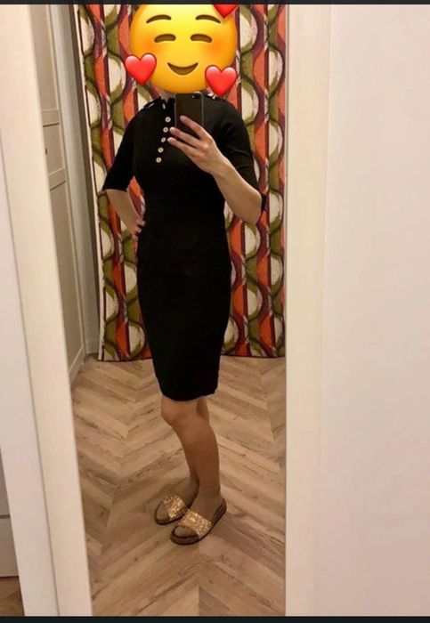 Czarna sukienka z krótkim rękawem elegancka roz L