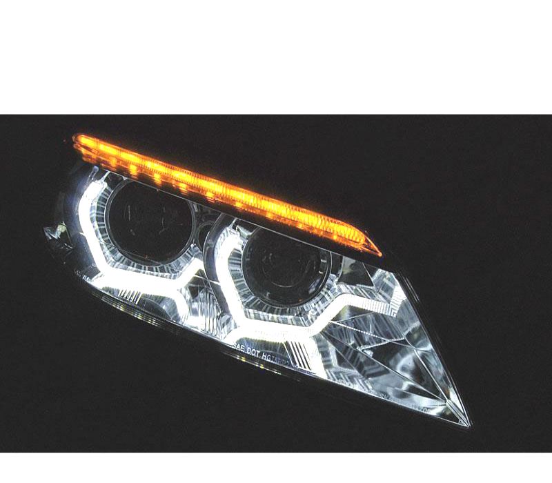 FARÓIS DINÂMICOS BMW Z4 E89 ANGEL EYES DRL 3D PRETOS