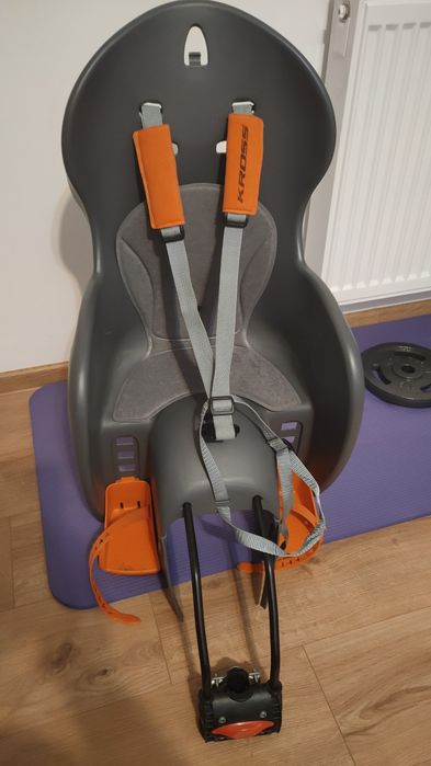 Fotelik rowerowy Polisport KROSS Wallaroo – Szaro - pomarańczowy
