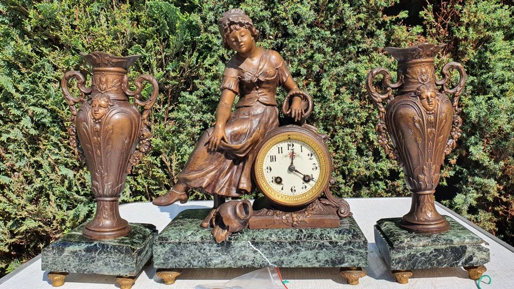 Zegar kominkowy antyk XIXwiek sygnowany prezent na święta