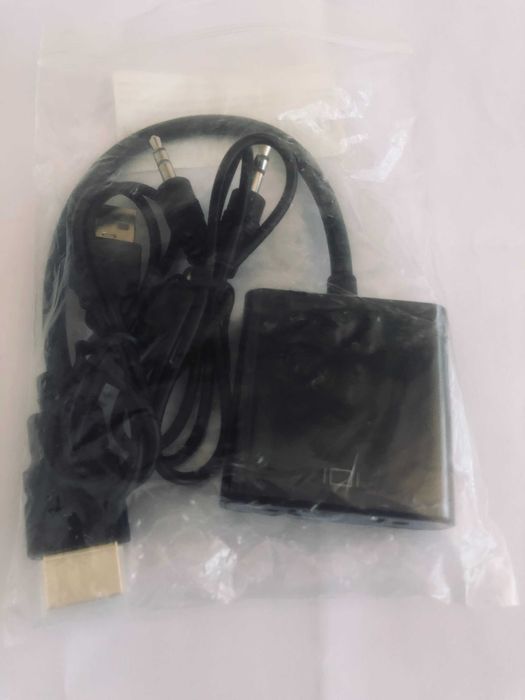 Adaptador c/fio som e usb HDMI para VGA (Novo)