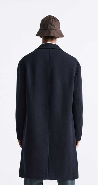 Zara nowy płaszcz męski 54% wełna M granatowy